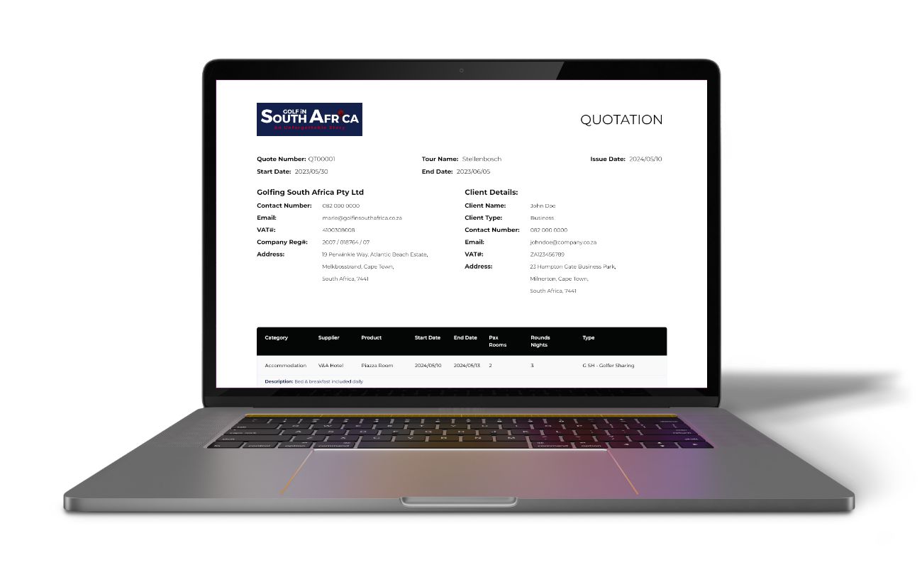 Business Automation - Golf In South Africa Generated Quotation Business Automation Golf In South Africa Generated Quotation